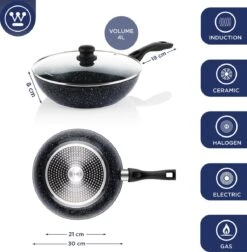 Westinghouse Pannenset Black Marble (Grillpan 28 Cm + Wokpan ø 30 Cm) - Inductie En Alle Andere Warmtebronnen 21 Westinghouse Pannenset Black Marble (Grillpan 28 Cm + Wokpan ø 30 Cm) - Inductie En Alle Andere Warmtebronnen -Beste Keukengerei 1176x1200 1