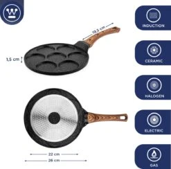 Westinghouse Pannenkoekpannenset Marble Wood - ø 26 En 28 Cm - Inductie En Alle Andere Warmtebronnen -Beste Keukengerei 1200x1185