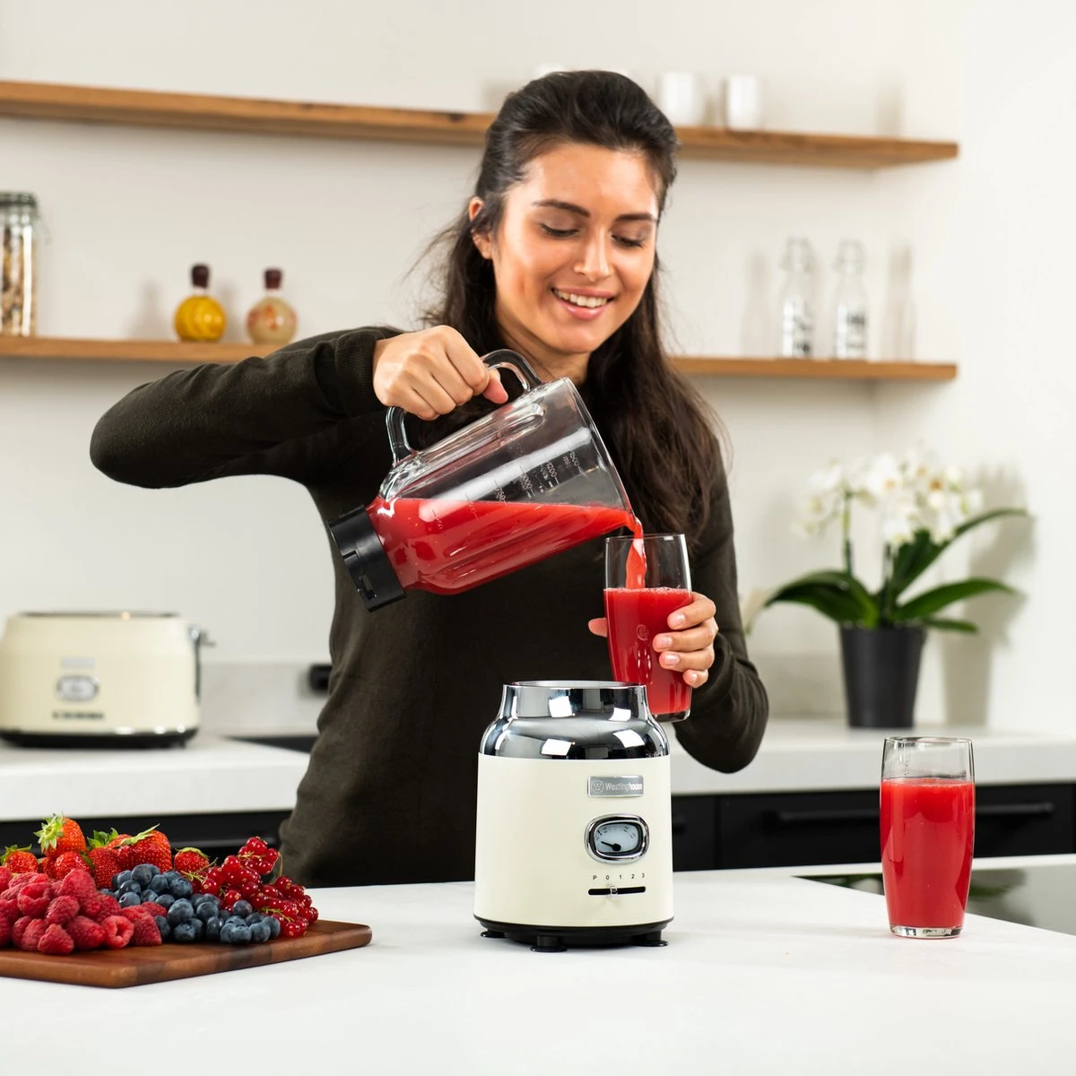 Westinghouse Retro Waterkoker + Broodrooster 4 Sleuven + Blender - Wit 10 Westinghouse Retro Waterkoker + Broodrooster 4 Sleuven + Blender - Wit - Afbeelding 8