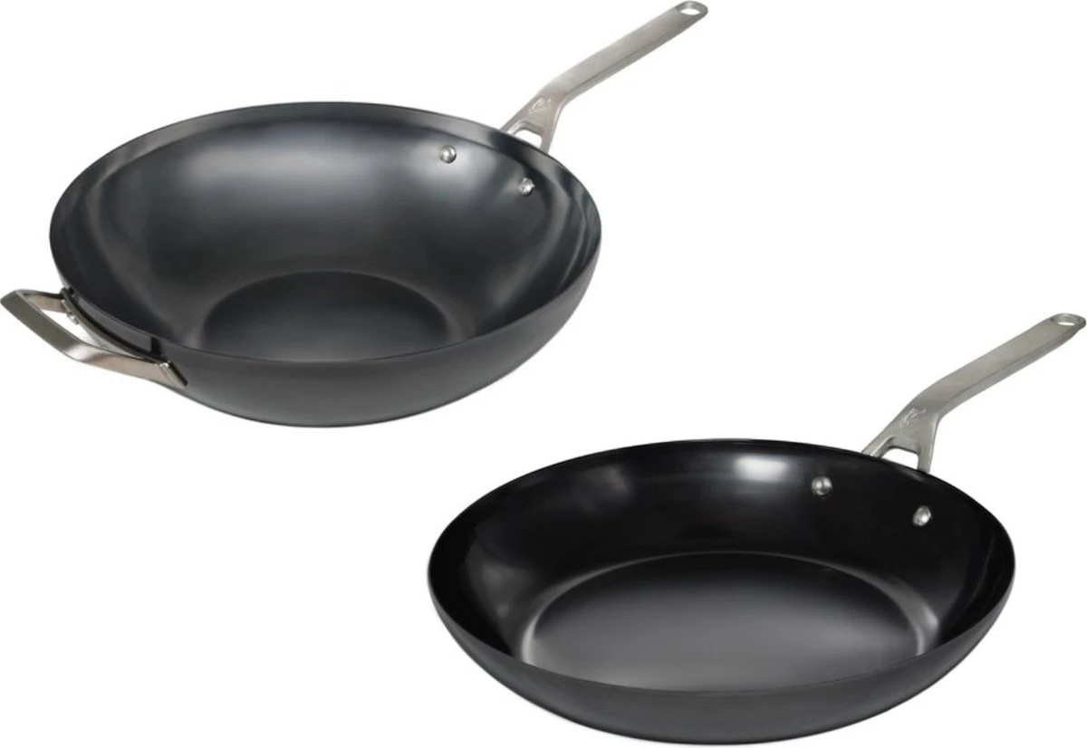 Saveur Selects Pannenset - Carbon Steel (Wokpan ø 35 Cm + Koekenpan ø 30 Cm) - Inductie En Alle Andere Warmtebronnen 3 Saveur Selects Pannenset - Carbon Steel (Wokpan ø 35 Cm + Koekenpan ø 30 Cm) - Inductie En Alle Andere Warmtebronnen