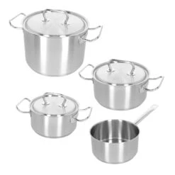 Demeyere - 4 Delige Pannenset (Kookpan ø 18 / 20 / 24 Cm + Steelpan ø 18 Cm) + Deksels Classic 3 - RVS -Beste Keukengerei 40850 875 0 0111
