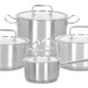 Demeyere - 4 Delige Pannenset (Kookpan ø 18 / 20 / 24 Cm + Steelpan ø 18 Cm) + Deksels Classic 3 - RVS 1 Demeyere - 4 Delige Pannenset (Kookpan ø 18 / 20 / 24 Cm + Steelpan ø 18 Cm) + Deksels Classic 3 - RVS -Beste Keukengerei Demeyere Pannenset Resto