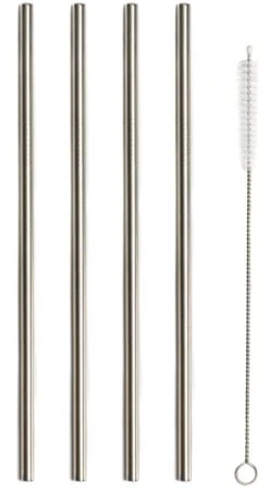 Sareva Herbruikbare Rietjes - Met Borstel - RVS - 4 Stuks -Beste Keukengerei Sareva Rietjes Rech RVS 1