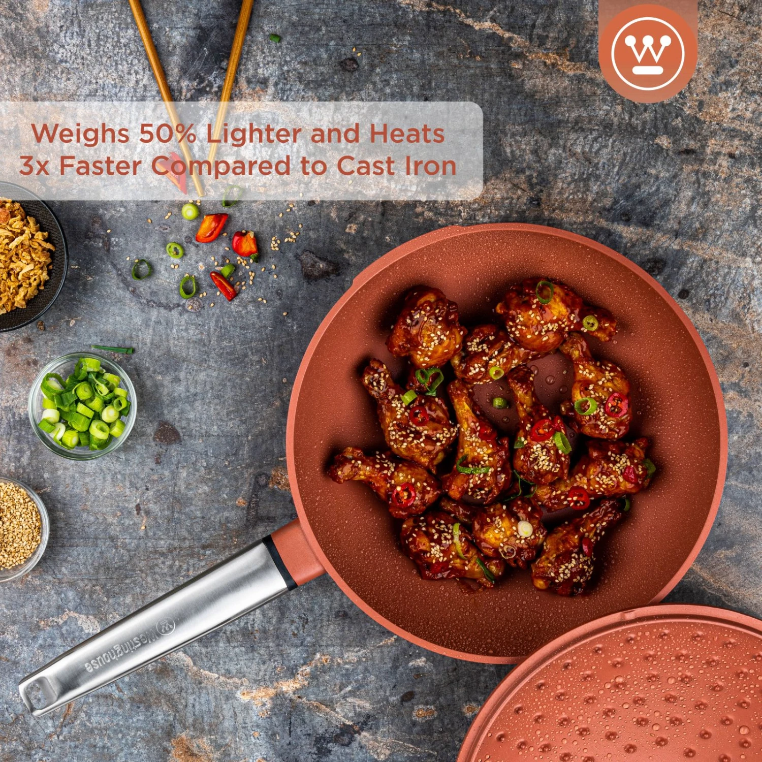 Westinghouse Wokpan Performance - Rebel Red - ø 28 Cm - Standaard Anti-aanbaklaag 5 Westinghouse Wokpan Performance - Rebel Red - ø 28 Cm - Standaard Anti-aanbaklaag - Afbeelding 3