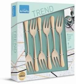 Amefa Gebaksvorkjes Austin - Vintage Goud - 6 Stuks -Beste Keukengerei amefa taartvorkjes austin vintage goud verpakking