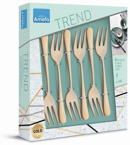 Amefa Gebaksvorkjes Austin - Vintage Goud - 6 Stuks - Afbeelding 3