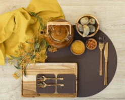 Jay Hill Placemats - Vegan Leer - Bruin / Zand - Dubbelzijdig - ø 38 Cm - 6 Stuks -Beste Keukengerei placemat 8 8