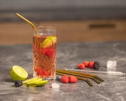 Sareva Herbruikbare Rietjes - Met Borstel - Goud - Gebogen - 4 Stuks -Beste Keukengerei product keuken 4